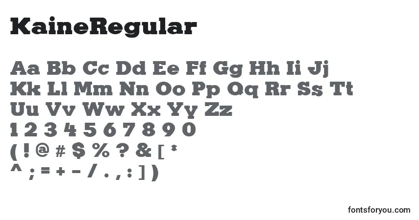 KaineRegular-fontti – aakkoset, numerot, erikoismerkit