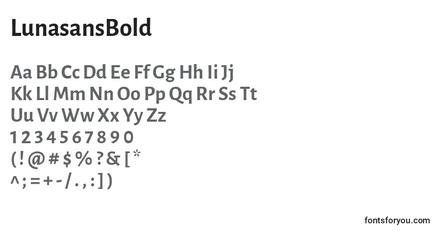 LunasansBold-fontti – aakkoset, numerot, erikoismerkit
