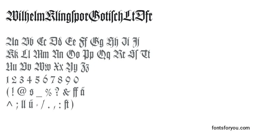 A fonte WilhelmKlingsporGotischLtDfr – alfabeto, números, caracteres especiais