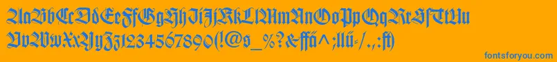WilhelmKlingsporGotischLtDfr Font – Blue Fonts on Orange Background