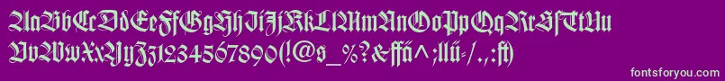WilhelmKlingsporGotischLtDfr Font – Green Fonts on Purple Background