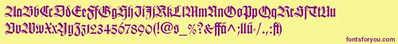 WilhelmKlingsporGotischLtDfr Font – Purple Fonts on Yellow Background