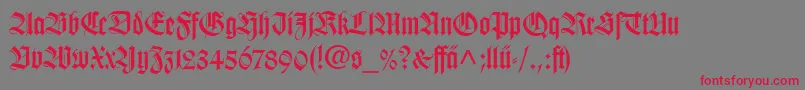 フォントWilhelmKlingsporGotischLtDfr – 赤い文字の灰色の背景