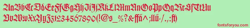 WilhelmKlingsporGotischLtDfr Font – Red Fonts on Green Background