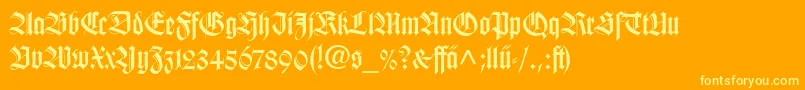 WilhelmKlingsporGotischLtDfr Font – Yellow Fonts on Orange Background