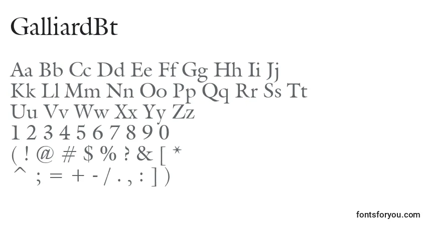 A fonte GalliardBt – alfabeto, números, caracteres especiais