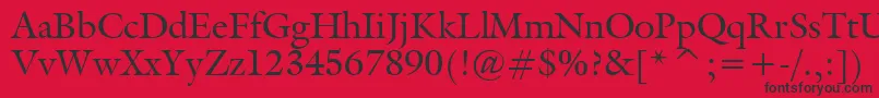 フォントGalliardBt – 赤い背景に黒い文字