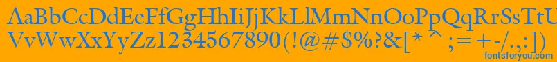 フォントGalliardBt – オレンジの背景に青い文字