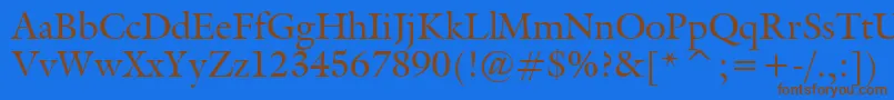 フォントGalliardBt – 茶色の文字が青い背景にあります。