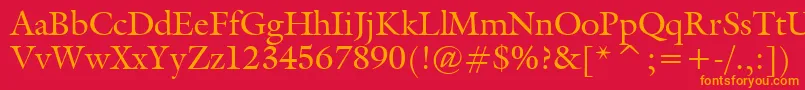 フォントGalliardBt – 赤い背景にオレンジの文字