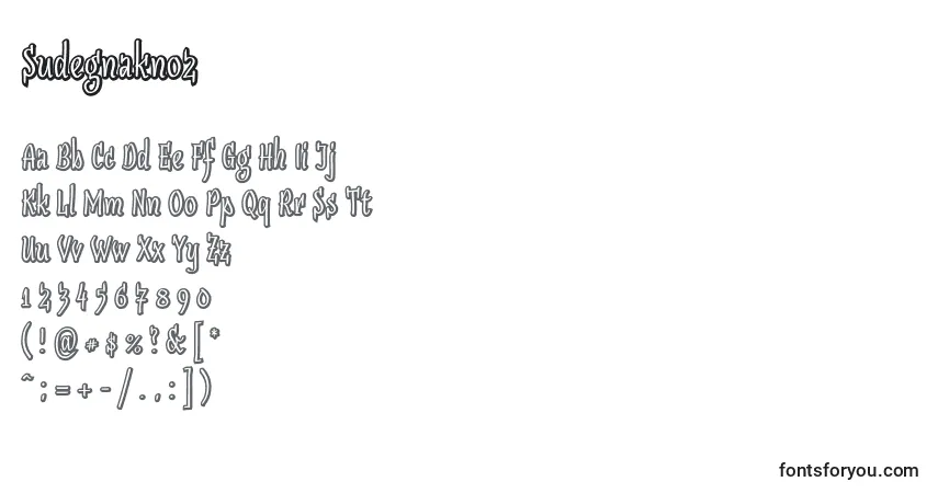 Czcionka Sudegnakno2 – alfabet, cyfry, specjalne znaki