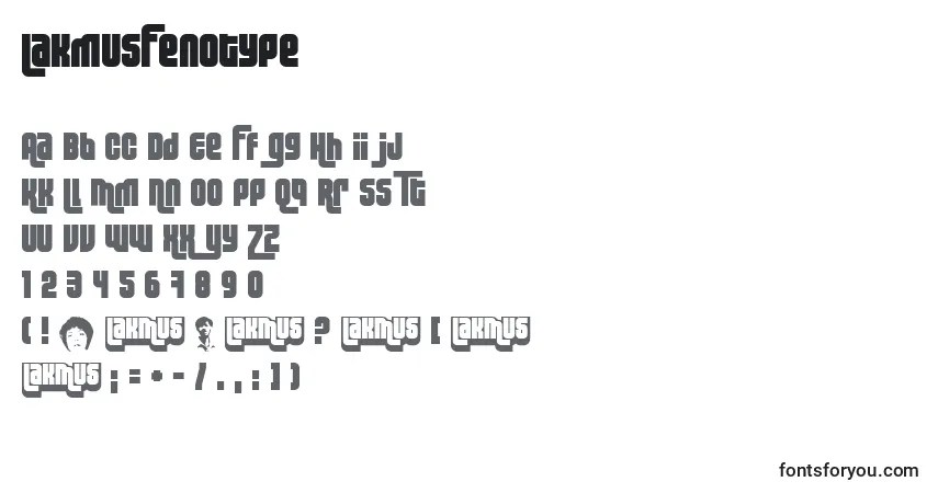 Schriftart LakmusFenotype – Alphabet, Zahlen, spezielle Symbole