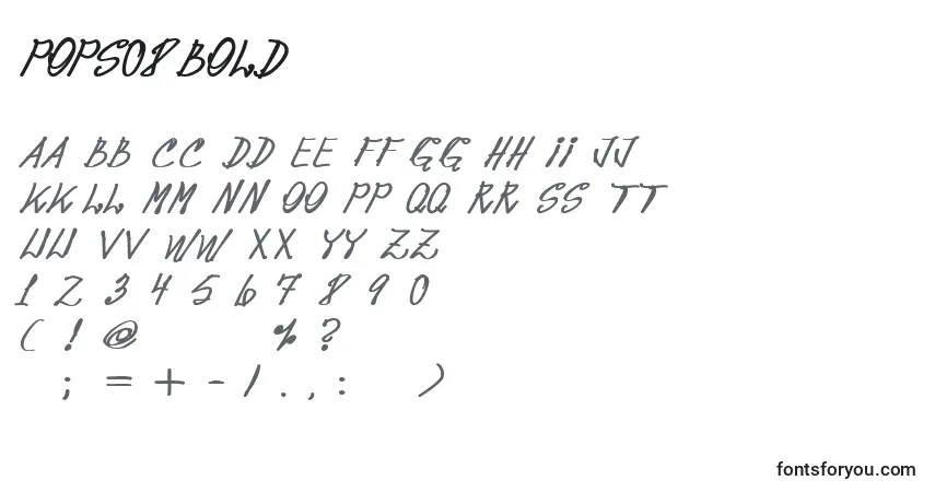 Schriftart Pops08Bold – Alphabet, Zahlen, spezielle Symbole
