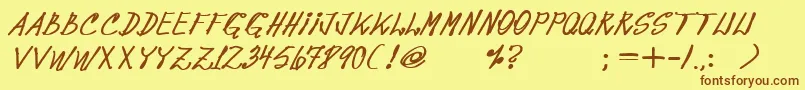 Pops08Bold-fontti – ruskeat fontit keltaisella taustalla