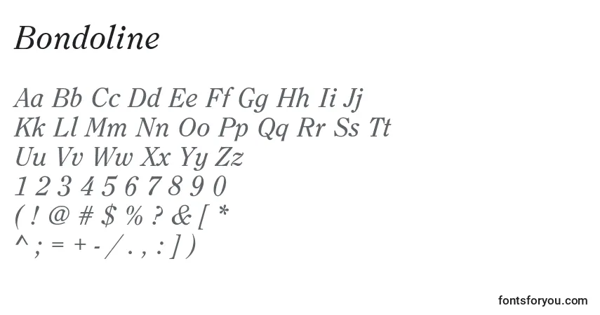 Fuente Bondoline - alfabeto, números, caracteres especiales