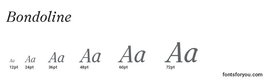 Bondoline Font Sizes