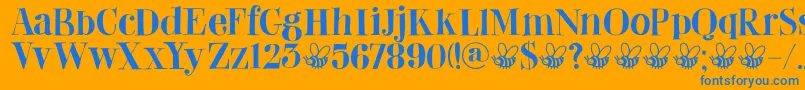 DkAbeille Font – Blue Fonts on Orange Background