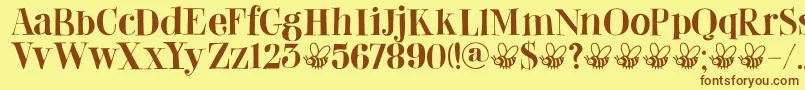 DkAbeille Font – Brown Fonts on Yellow Background