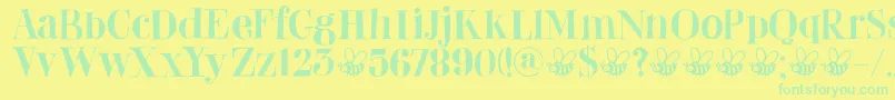 DkAbeille Font – Green Fonts on Yellow Background