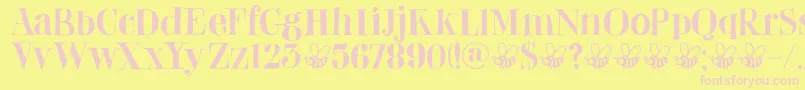 DkAbeille Font – Pink Fonts on Yellow Background