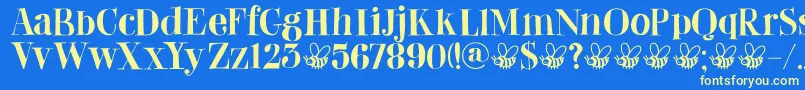 DkAbeille Font – Yellow Fonts on Blue Background