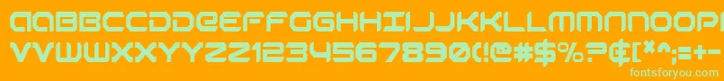 RobotaurCondensed-Schriftart – Grüne Schriften auf orangefarbenem Hintergrund