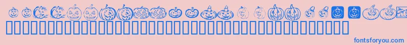 Weitere Informationen zur KrPickAPumpkin-Schriftart KrPickAPumpkin-Schriftart – Blaue Schriften auf rosa Hintergrund