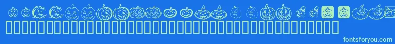 KrPickAPumpkin-Schriftart – Grüne Schriften auf blauem Hintergrund