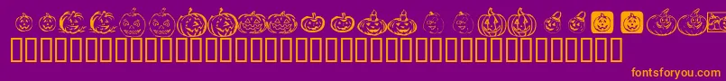 KrPickAPumpkin-Schriftart – Orangefarbene Schriften auf violettem Hintergrund