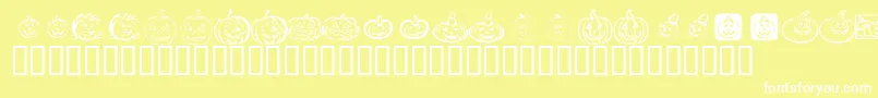 KrPickAPumpkin-Schriftart – Weiße Schriften auf gelbem Hintergrund