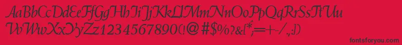 WeindbItalic-Schriftart – Schwarze Schriften auf rotem Hintergrund