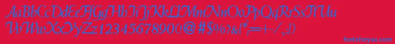 WeindbItalic-Schriftart – Blaue Schriften auf rotem Hintergrund