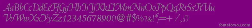 WeindbItalic-Schriftart – Graue Schriften auf violettem Hintergrund