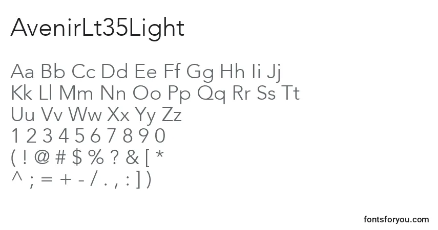 Шрифт AvenirLt35Light – алфавит, цифры, специальные символы