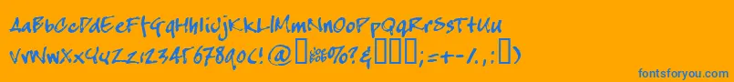 Crappyjoe Font – Blue Fonts on Orange Background