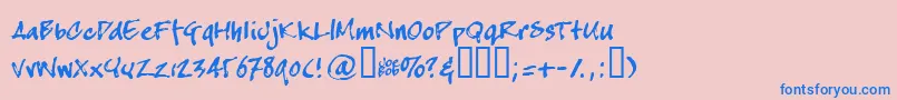 Crappyjoe-Schriftart – Blaue Schriften auf rosa Hintergrund