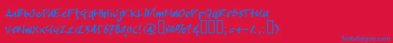 Crappyjoe-Schriftart – Blaue Schriften auf rotem Hintergrund