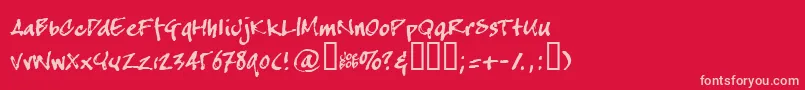 Crappyjoe-Schriftart – Rosa Schriften auf rotem Hintergrund