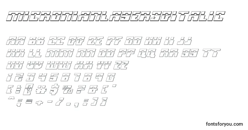 Czcionka MicronianLaser3DItalic – alfabet, cyfry, specjalne znaki
