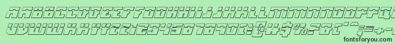 フォントMicronianLaser3DItalic – 緑の背景に黒い文字
