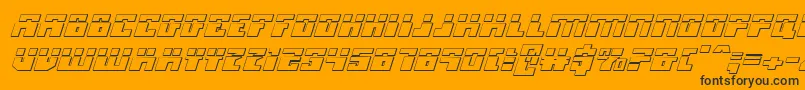 MicronianLaser3DItalic-Schriftart – Schwarze Schriften auf orangefarbenem Hintergrund