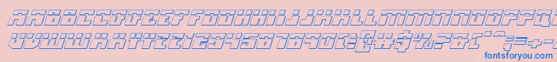 フォントMicronianLaser3DItalic – ピンクの背景に青い文字