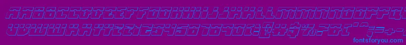 MicronianLaser3DItalic-fontti – siniset fontit violetilla taustalla