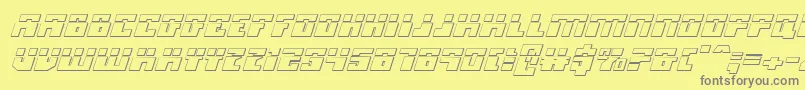 MicronianLaser3DItalic-fontti – harmaat kirjasimet keltaisella taustalla