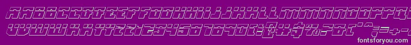 MicronianLaser3DItalic-Schriftart – Grüne Schriften auf violettem Hintergrund