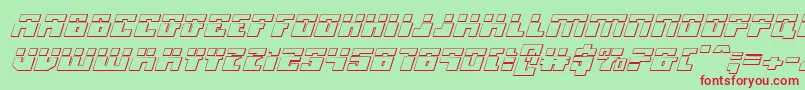 フォントMicronianLaser3DItalic – 赤い文字の緑の背景