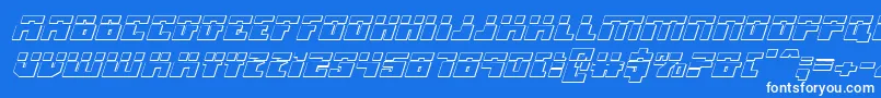 フォントMicronianLaser3DItalic – 青い背景に白い文字