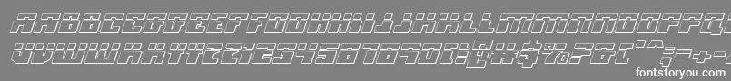 MicronianLaser3DItalic-Schriftart – Weiße Schriften auf grauem Hintergrund