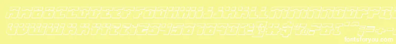 MicronianLaser3DItalic-fontti – valkoiset fontit keltaisella taustalla