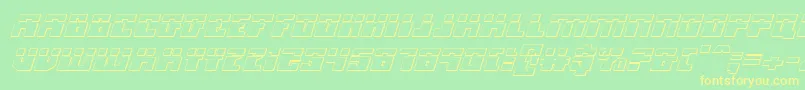 フォントMicronianLaser3DItalic – 黄色の文字が緑の背景にあります